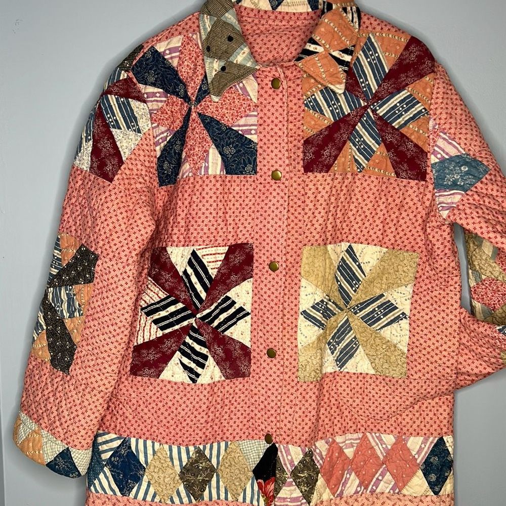 Quilted Patchwork Jacket Medium - image 2
